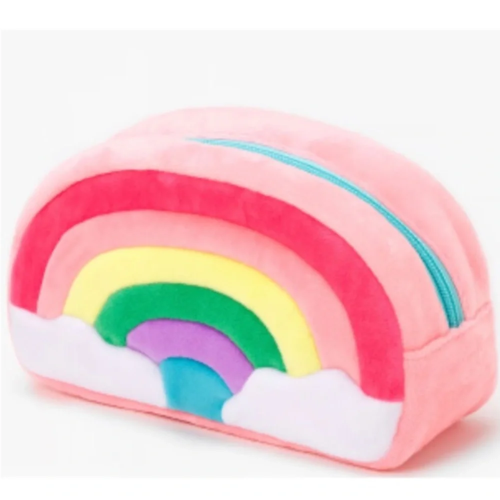 NWT, Claire’s Lot of 2 Rainbow Plush Makeup Bag - Pink